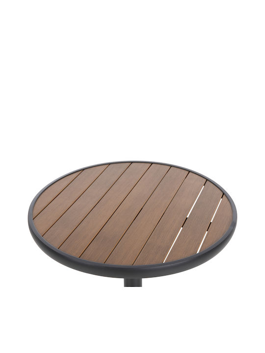 Outdoor Dinner Table with Polywood Surface and Aluminum Frame Natural 60x60x73cm