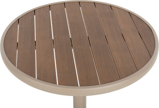 Outdoor Dinner Table with Polywood Surface and Aluminum Frame Natural 60x60x73cm