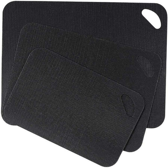 Wenko Rectangular Plastic Chopping Board Set Black 38x29cm 3pcs