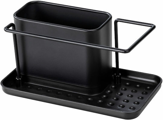 Wenko Orio Органайзер за мивка от метал Черен 21x10.5x10.5см