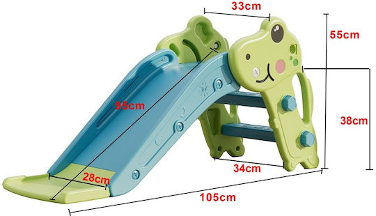 Tobogan din plastic cu dinozauri, cos de baschet pliabil, verde, Unct04