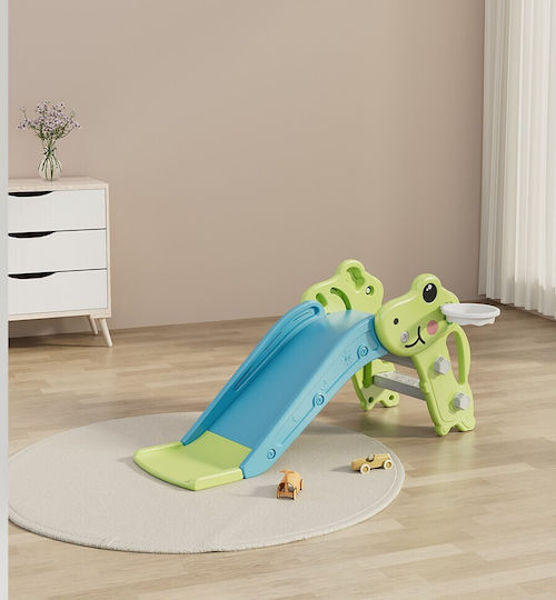 Tobogan din plastic cu dinozauri, cos de baschet pliabil, verde, Unct04