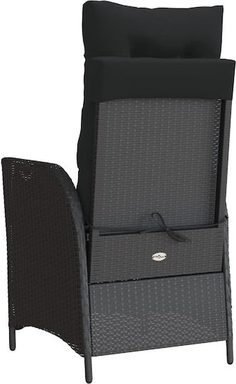 Scaun de exterior Rattan Negru cu pernă 2buc 57x61x93cm