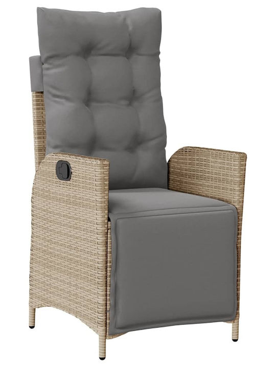 Außenstuhl Rattan Mixed Beige mit Kissen 2Stück 57x61x93cm.