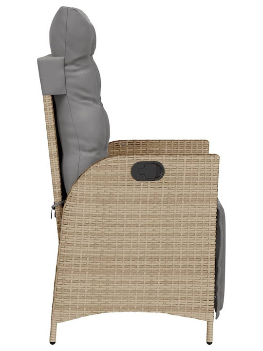 Außenstuhl Rattan Mixed Beige mit Kissen 2Stück 57x61x93cm.