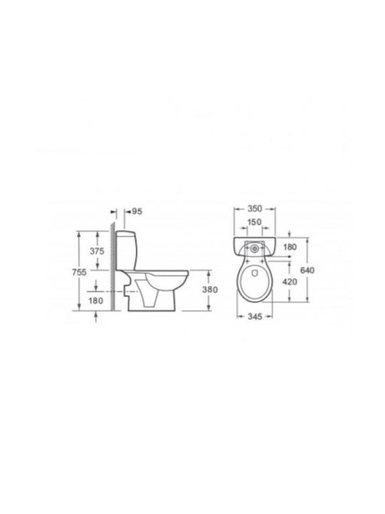 Pyramis Dilos S-trap Floor-Standing Toilet with Flush with Cover Soft Close White