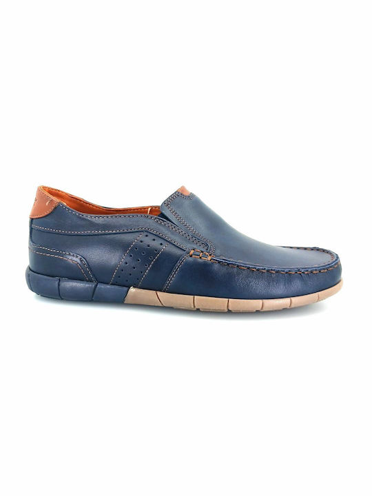 Boxer Men's Leather Moccasins Blue