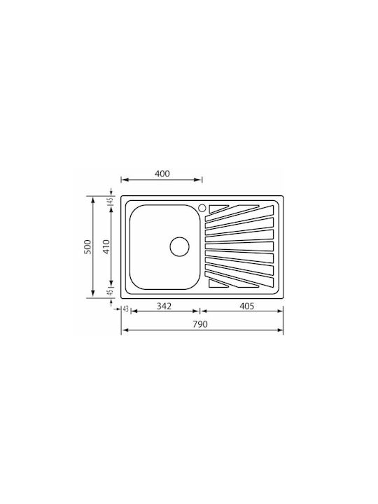 Sanitec Cometa Επικαθήμενος Νεροχύτης Αριστερός Inox Σατινέ Μ79xΠ50cm Ασημί
