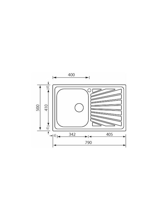 Sanitec Cometa Επικαθήμενος Νεροχύτης Αριστερός Inox Σατινέ Μ79xΠ50cm Ασημί