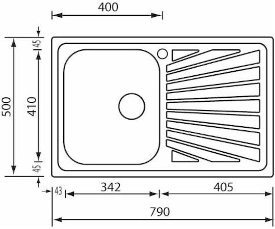 Sanitec Cometa Drop-In Küchenspüle Linkshänder Inox Satiniert M79xB50cm Silber