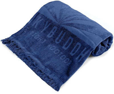 Funky Buddha Logo Beach Towel Cotton Indigo with Fringes 170x90cm.