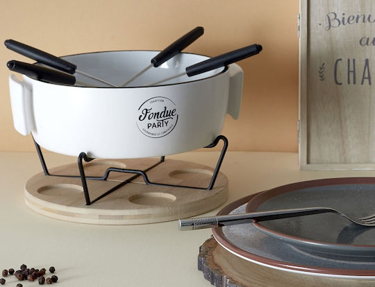 Cook Concept Stainless Steel Fondue Pot with Tea Light White 23x20x23cm
