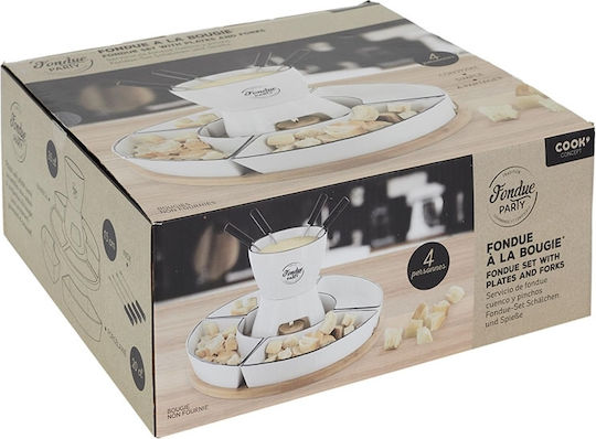 Cook Concept Porcelain Fondue Pot with Tea Light White 30x19x30cm