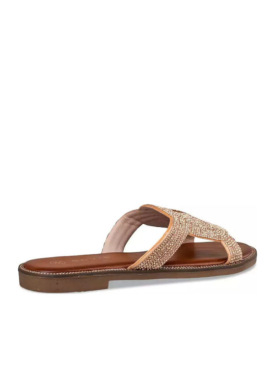 Women's Flat Sandals in Gold Color