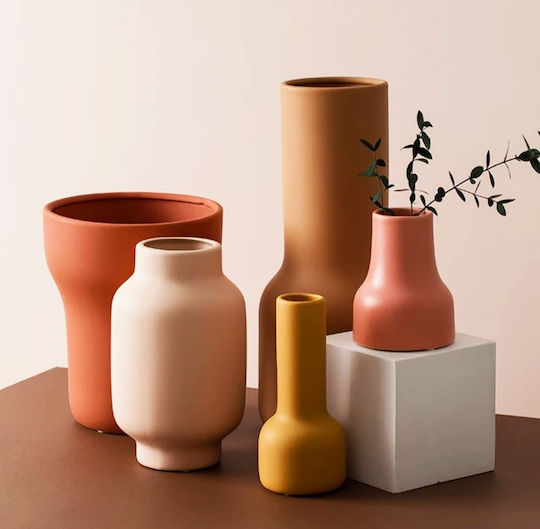 Vază Decorativă Ceramică Portocaliu 18x18x40.3cm 1buc