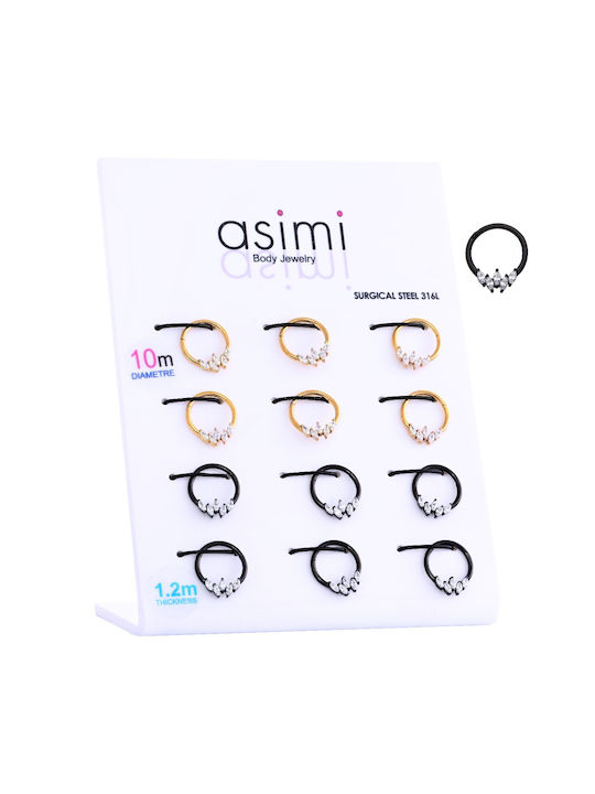 ASIMI Earrings Hoops made of Steel with Stones