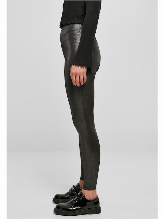 Frauen Leggings Glänzend & Hochgeschnitten Sparklingblack