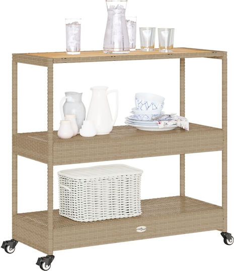 vidaXL Wooden Kitchen Trolley 3 Tiers Beige 101x40x100cm