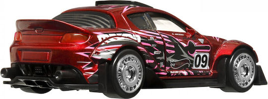 Hot Wheels Mașină metalică cu mecanism de tragere înapoi Mazda 2004 Rx8, scară personalizată 1:43