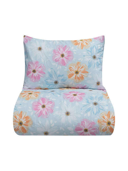 Beauty Home Сет с Калъфки За Възглавници Завивка Единична 160x240см Светлосин 12088ПММО 2 Бройки