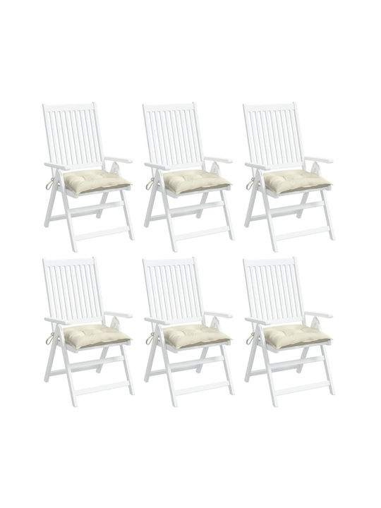 vidaXL Waterproof Garden Chair Cushion White 6pcs 40x40cm.