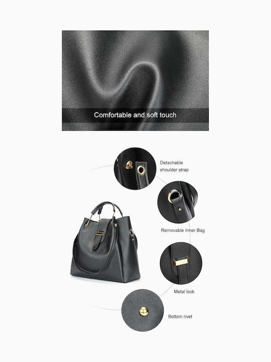 Set Geantă de damă Shopper De umăr Neagră