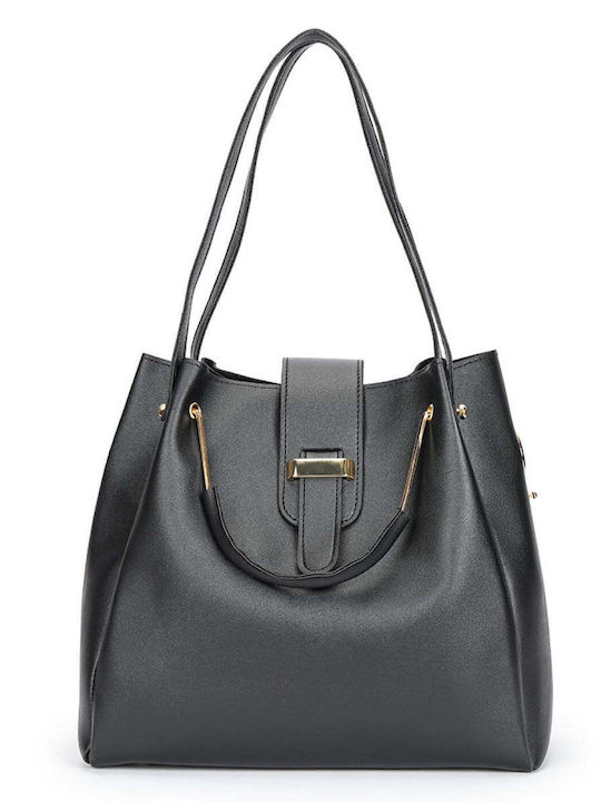 Set Geantă de damă Shopper De umăr Neagră