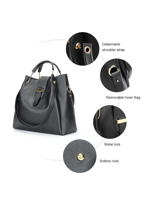 Set Geantă de damă Shopper De umăr Neagră