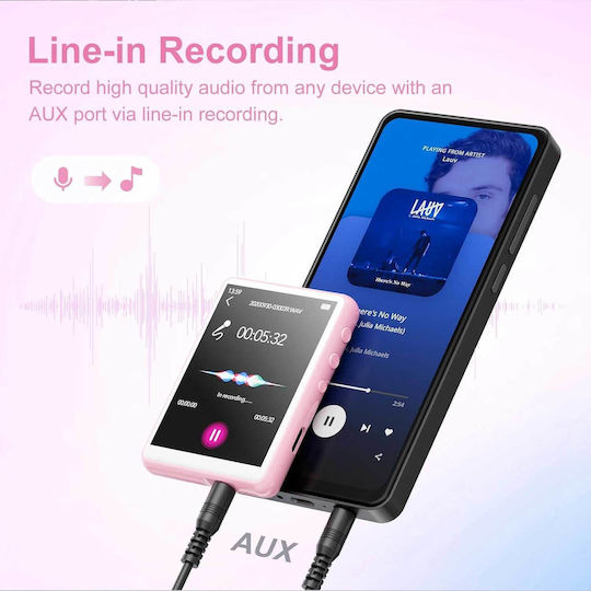 MECHEN M3 MP3 Player (64GB) with LCD / TFT Touch Screen 2.4" Pink