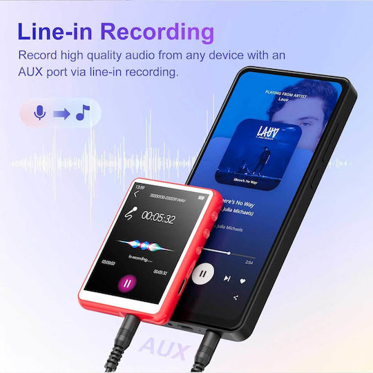 MECHEN M3 MP3 Player (64GB) με LCD / TFT Οθόνη Αφής 2.4" Κόκκινο
