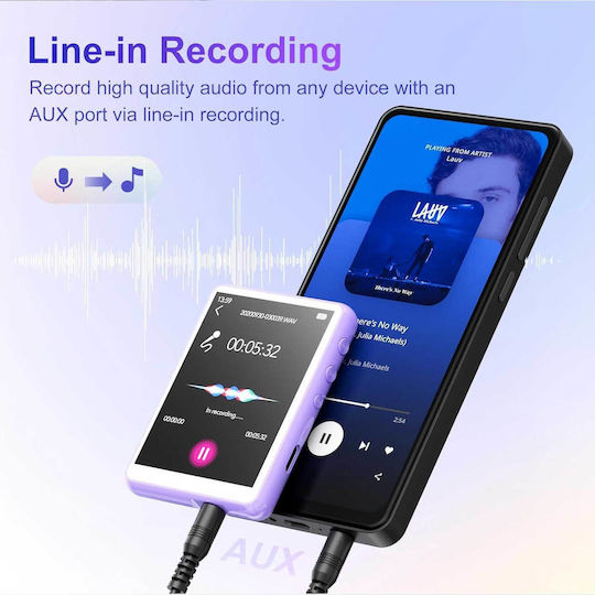 MECHEN M3 MP3 Player (64GB) with LCD / TFT Touch Screen 2.4" Purple