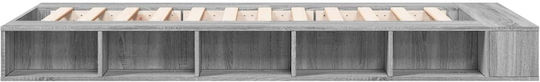 Single Bed Frame Wooden Grey Sonoma with Slats for Mattress 75x190cm