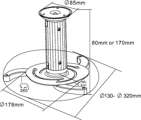 InLine Projektorhalterung Decke mit maximaler Belastung von 10kg Schwarz