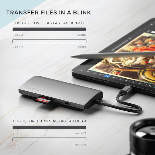 Satechi USB-C Docking Station με HDMI 4K PD Ethernet Γκρι (ST-P8KEM)