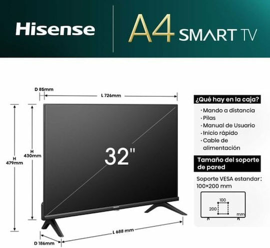 Hisense Smart Fernseher 32" HD Ready LED A4N (2023)