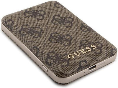 Guess Gubpm5p15s4gemgw iPhone 15 6.1" Hardcase + Powerbank 5000mAh Magsafe Brown 4G Metal Logo Set