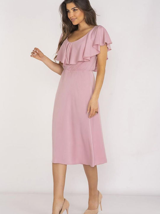 Awama Dress with Ruffle Pink