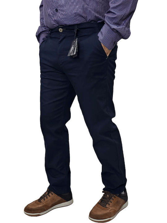 Double Men's Trousers Chino Elastic Dark Blue