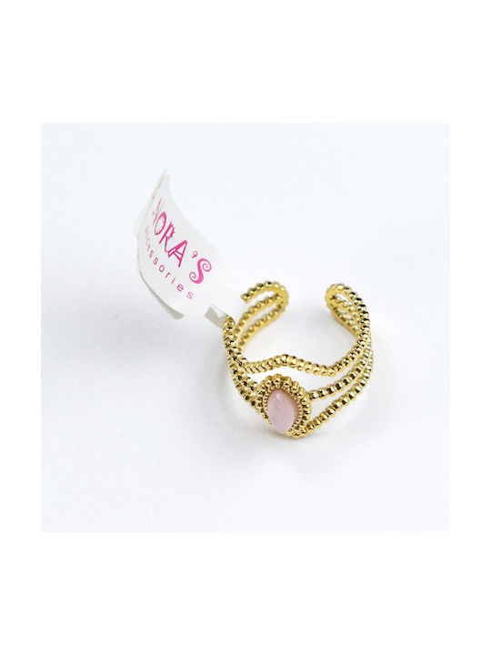 Nora's Accessories Damen Ring aus Stahl Vergoldet