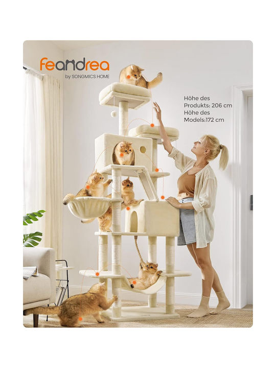 Songmics Scratching Post Cat Trees Beige 5 levels 60x50x206cm