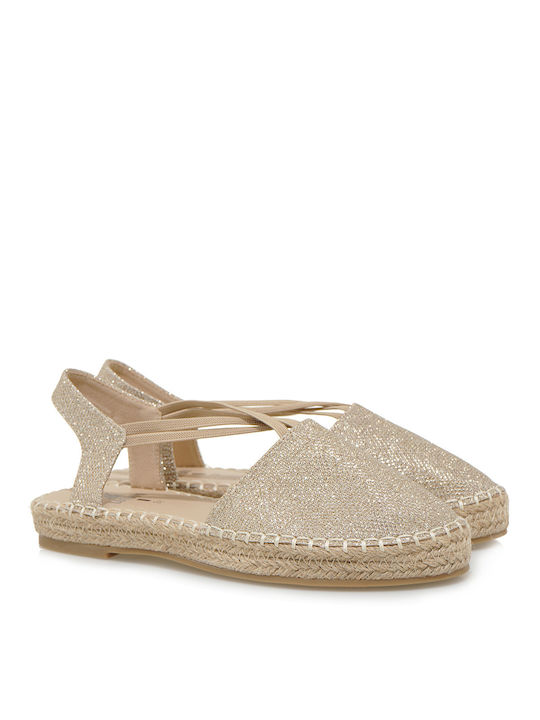 JK London Women's Synthetic Leather Espadrilles Gold