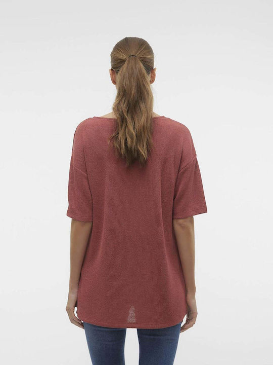 Vero Moda Damen Pullover mit V-Ausschnitt Burgundisch