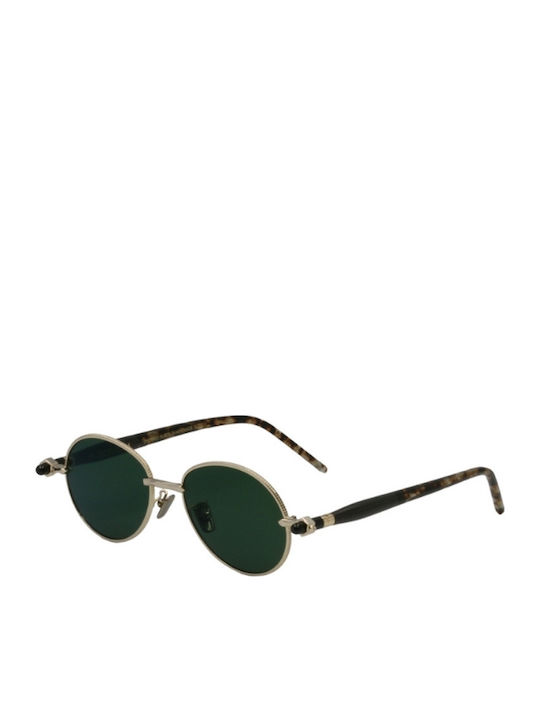 Kuboraum Unisex Sunglasses with Gold Metal Frame and Green Mirror Lens