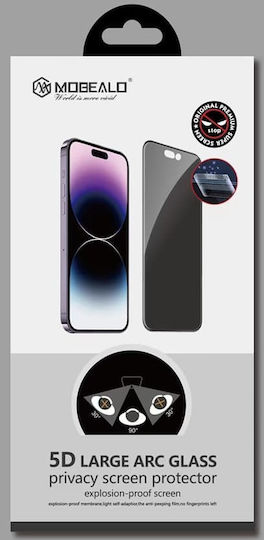 Mobealo 5D Privacy Full Face Glass Compatible with Xiaomi Redmi Note 13 Pro 5G