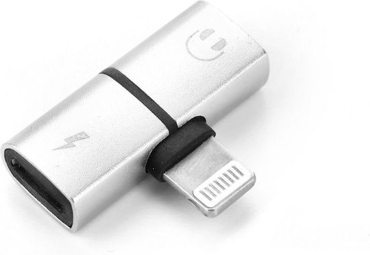 2in1 Lighting Adapter Hf Audio Charging Kompatibel mit iPhone 2 X Lighting 5V/2A 48kHz/24-Bit Silber