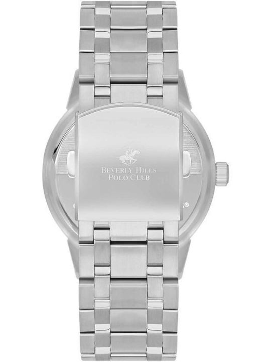 Beverly Hills Polo Club Men's Watch Battery with Silver Metal Bracelet