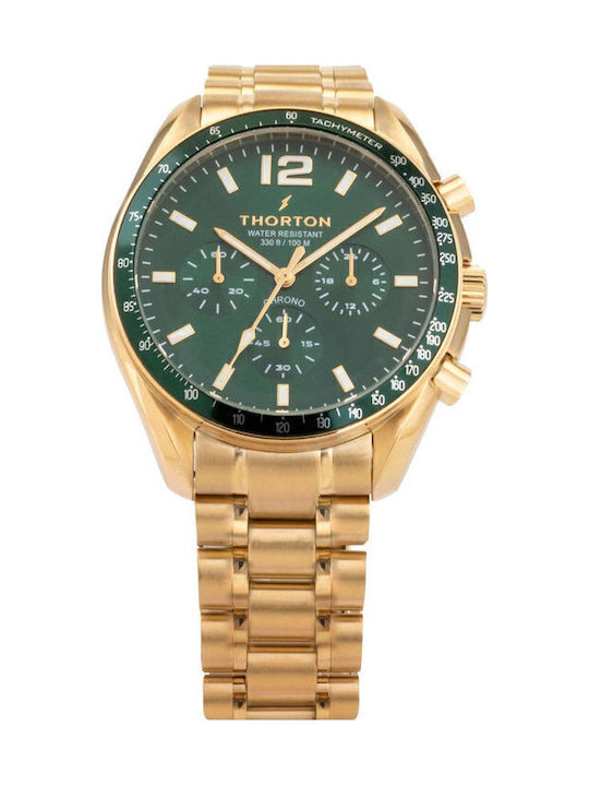 Thorton Men's Watch Chronograph Battery with Gold Metal Bracelet
