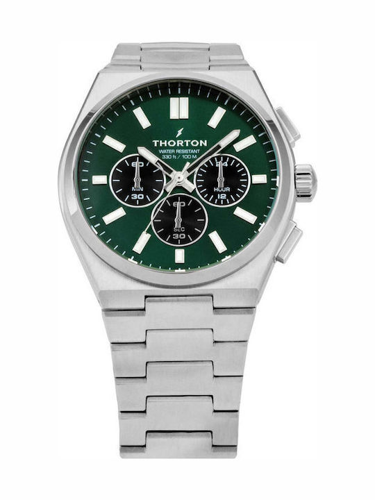 Thorton Men's Watch Chronograph Battery with Silver Metal Bracelet