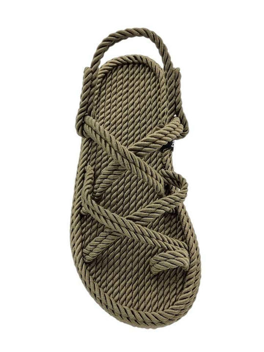 Flache Sandalen für Damen in Grün Farbe