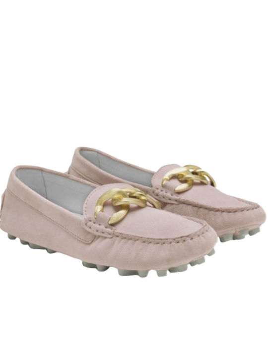 Leder Damen Mokassins in Beige Farbe